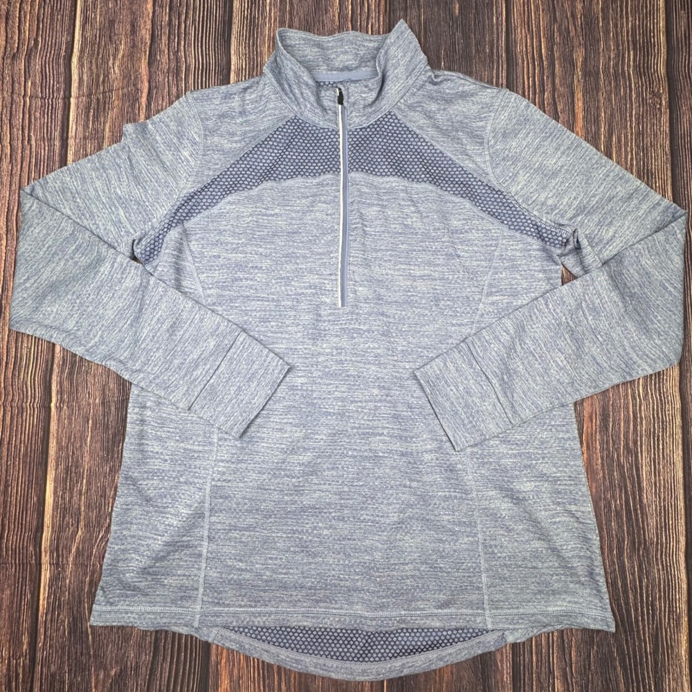 Xersion 1/4 Zip Pullover‎ XL Heathered Blue Athletic Mesh Trim Thumbhole Active
